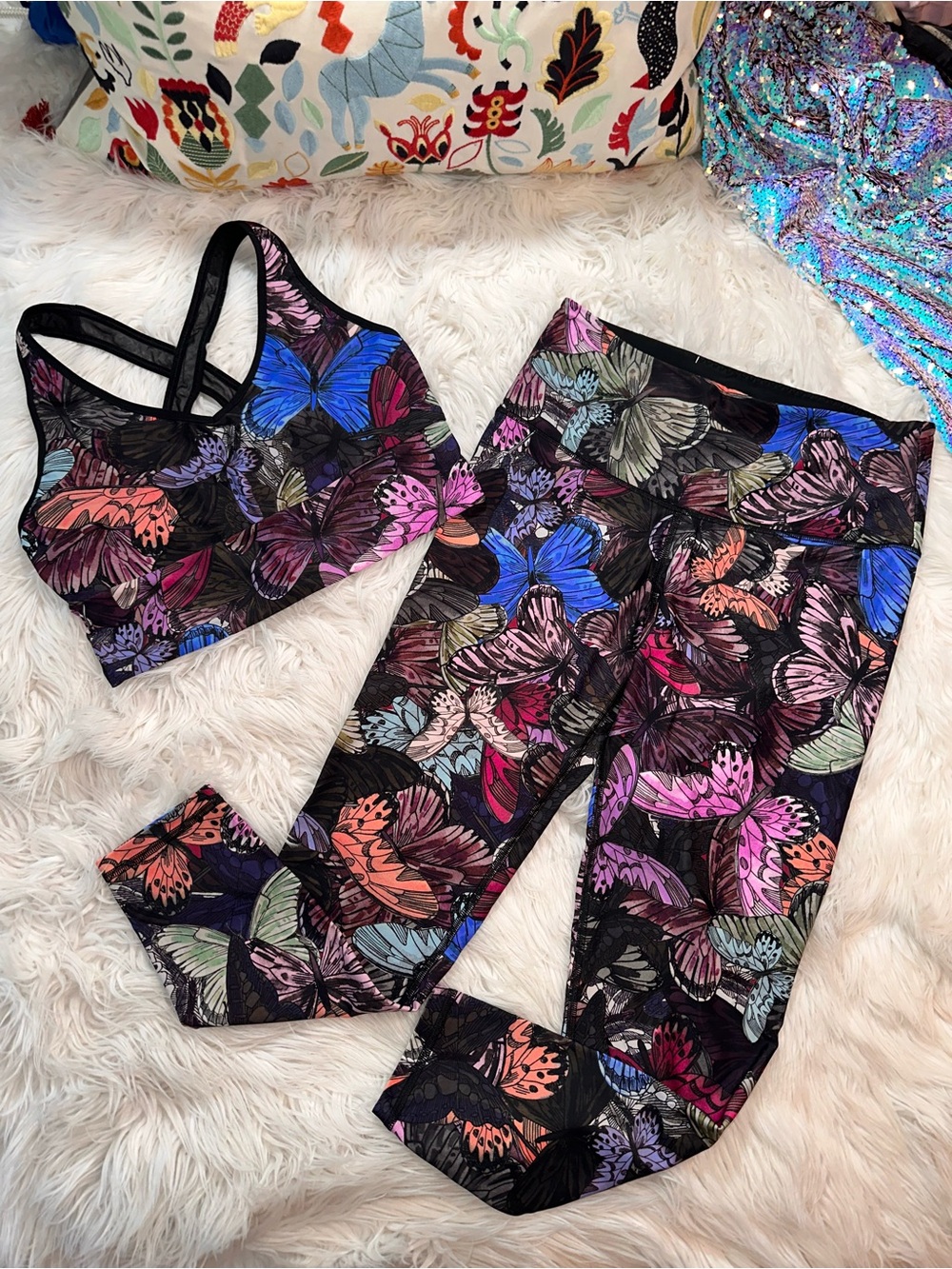 VS Sport • Butterfly Print Sports Bra and High Rise Leggings Set